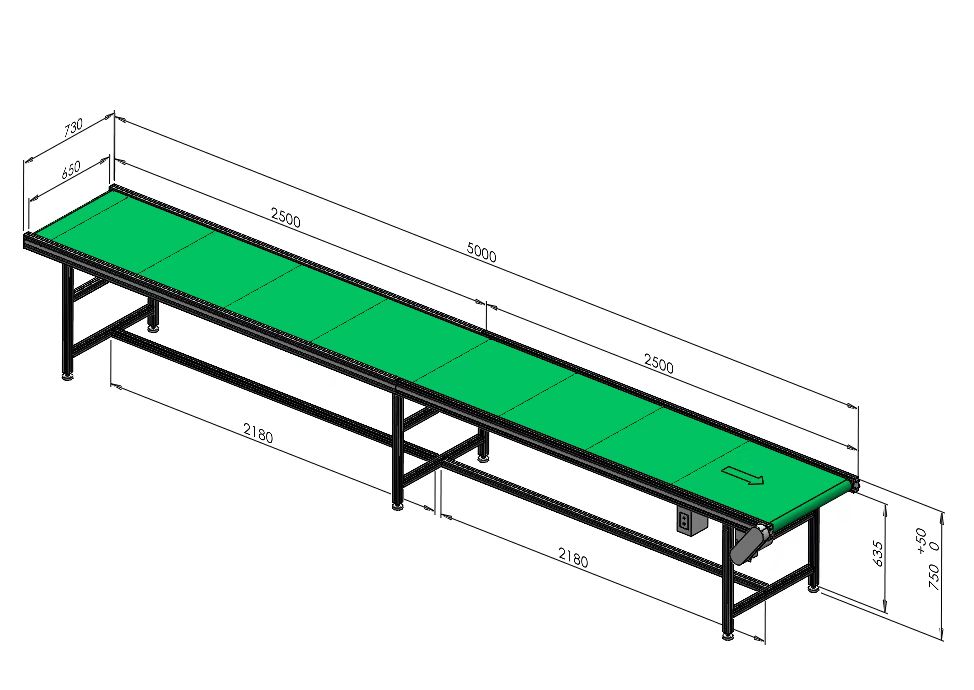 5米綠色PVC皮帶輸送機常規(guī)款
